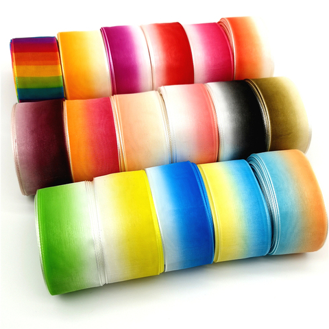 5 yards 25mm Gradient color Organza Ribbons for Wedding Home Decor DIY Gift Wrapping Handmade Accessories # ► Photo 1/6