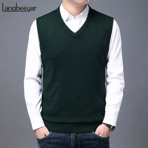 2022 High Quality New Autum Winter Fashion Brand Knit Sleeveless Vest Pullover Mens Casual Sweaters Designer Woolen Mans Clothes ► Photo 1/6