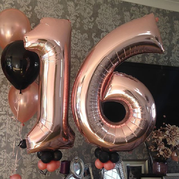 40" LIGHT ROSE GOLD Number Foil Helium Balloon for Birthday Party Decoration