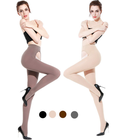 Sexy Women Tights Plus Size Open Crotch 120D Autumn Winter Warm Pantyhose High Waist Female Stretchy Slim Large Size Women Tight ► Photo 1/6