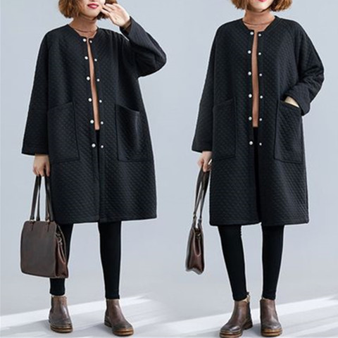 Plus size Women's Trench coat Long 2022 Spring Autumn New Korean Fashion Loose Black Windbreaker Female Outerwear 3XL ► Photo 1/6