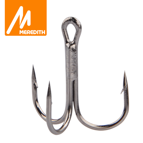MEREDITH 20Pcs/lot Fishing Hooks High Steel Carbon Material Treble Fishing Hook Round Folded Saltwater Bass 4# 6# 8# Tackle Tool ► Photo 1/6