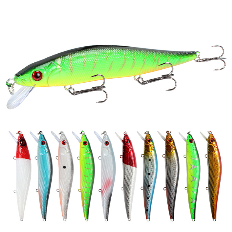 1PCS Fishing Lure Floating Minnow trolling Topwater Lures bait hook 12cm/14g