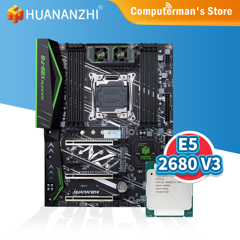 HUANANZHI X99 F8 X99 Motherboard combo kit set Intel XEON E5 2680 V3 support 8 * DDR4 RECC NON-ECC memory M.2 NVME USB3.0 ATX ► Photo 1/1