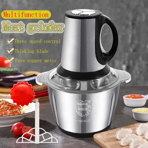 2L/3L Stainless Steel Electric Automatic Meat Grinder Household Mincer vegetable Garlic Slicer Food Chopper ► Photo 1/5