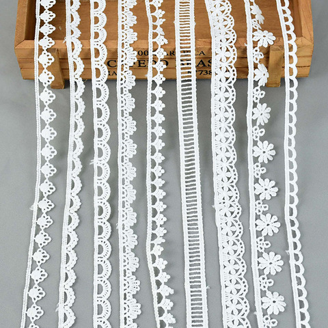 5Yards/lot White Cotton Embroidered Lace Trim Ribbons Fabric DIY Sewing Handmade Craft Materials Garment Clothes Accessories ► Photo 1/6