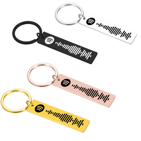 Personalized Music Spotify Scan Code Keychain for Women Men Stainless Steel Keyring Custom Laser Engrave Spotify Code Jewelry ► Photo 1/6