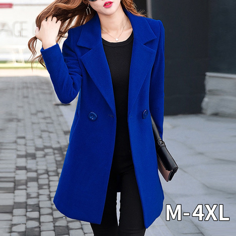 Women Korean Wool Coat Coat Women Ladies Female Winter Blue Red Coats Monteau Femme Outwear Woman Autumn Winter Coats ► Photo 1/6