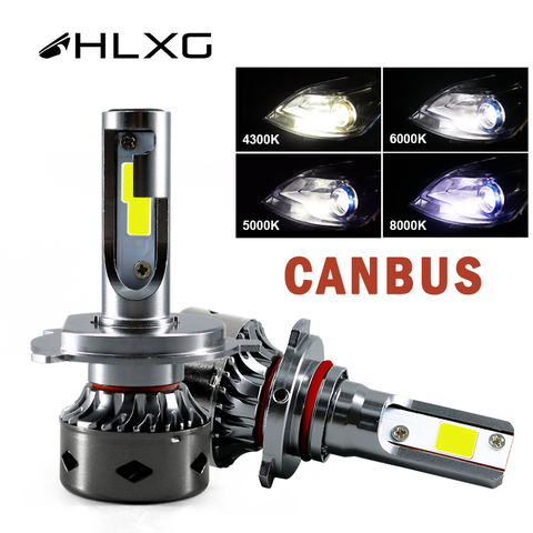 HLXG h7 led Mini CANBUS H4 12V H11 H1 H8 H9 6000K Bulb 12000LM