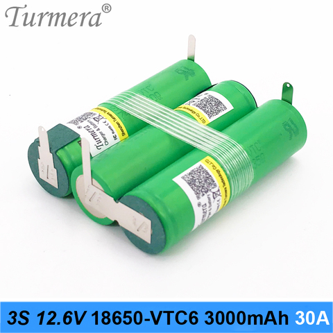 18650 3S 12.6V 4S 16.8V 5S 21V 6S 25V Battery Pack US18650VTC6 3000mah Battery 30A for Shurika Screwdriver Battery (Customize) ► Photo 1/6