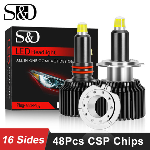 48 CSP 16 Sides H11 H7 Led Car Headlights Bulbs 6000K H8 H1 HB3 9005 HB4 9006 50W 3D 360 degree Automotive Fog Lights Auto Lamp ► Photo 1/6