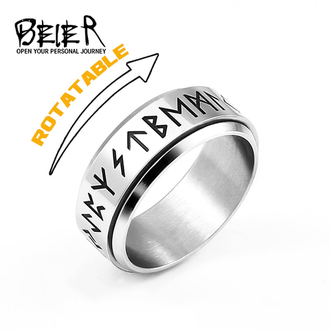 Beier 316L stainless steel Viking Rune Rotating Men's Rings Fashion Nordic Religious Symbols High Quality Jewelry LLBR-R131R ► Photo 1/6