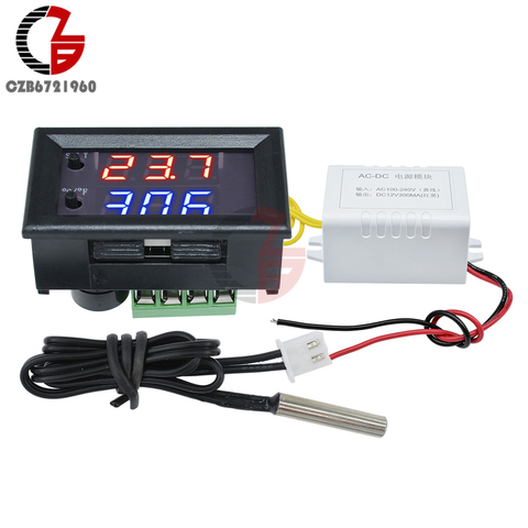 W1209WK AC 110V-220V Digital Thermostat Temperature Controller Red Blue LED Heating Cooling Thermometer 30cm Sensor 12V 220V ► Photo 1/6