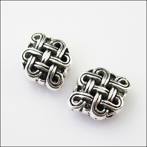 12 New Oval Chinese Knot Charms Tibetan Silver Tone Spacer Beads 12x16mm ► Photo 1/4