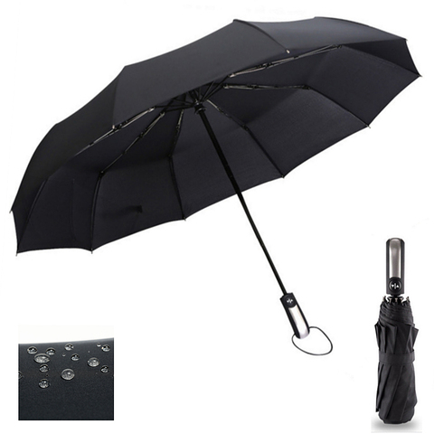Wind Resistant Three Folding Automatic Umbrella Rain Women Auto Luxury Big Windproof Umbrellas Men Frame Windproof 10K Parasol ► Photo 1/6