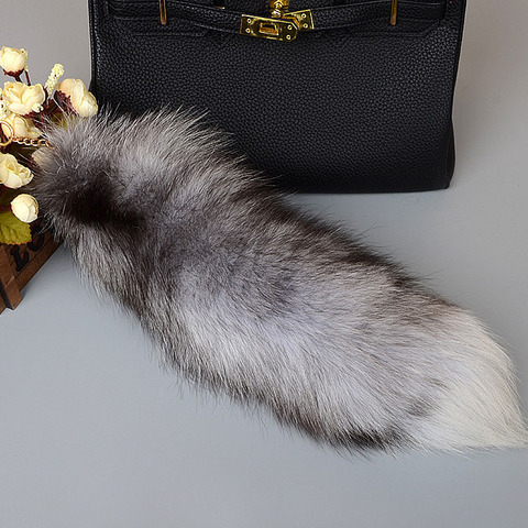 40cm Long Fox tail Pendants Keychain Fur Pom Pom Key Chain For Women Bag Key Ring Car Key Holder Gift Jewelry ► Photo 1/6