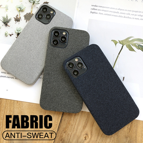 Luxury Fabrics Soft Back Cover For iPhone 12 11 Pro max Case Cotton Linen Cloth Cases For iPhone X XR XS Max 8 7 6 6S Plus Coque ► Photo 1/6