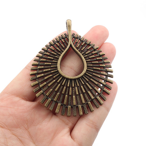 3PCS Large Antique Bronze Hollow Open Water Drop Charms Pendants for DIY Jewelry Findings Craft 67x55.5mm ► Photo 1/5