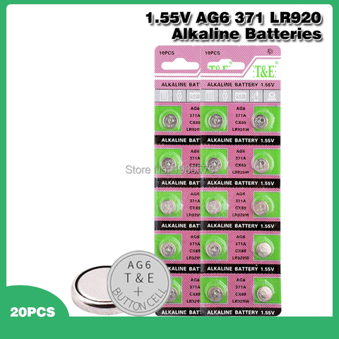 20pcs Alkaline Cell Coin Battery 1.55V AG6 LR920 Button Batteries 371A CX69 LR920W 371 L921 SR927 171 G6A AG 6 For Watch Toys ► Photo 1/6