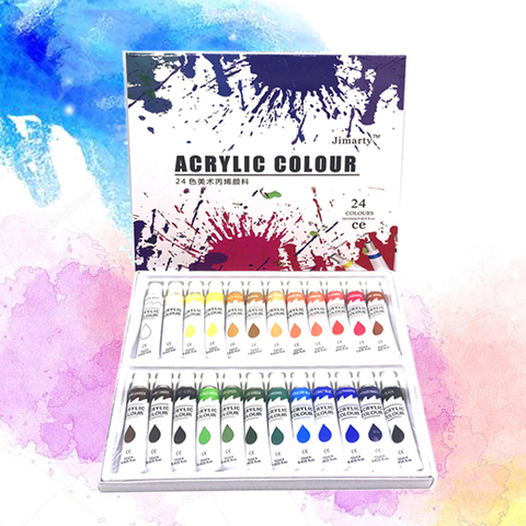 24Colors 12ML /Tube Acrylic Paints set wall painting color Art Painting fabric Drawing set (no paint brush palette ) ► Photo 1/6