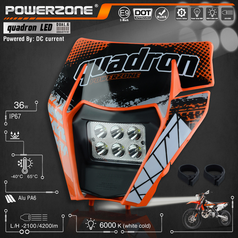 PowerZone Motorcycle LED Headlight Headlamp Head Light Supermoto Fairing For KTM EXC SXF MX Dirt Bike Enduro LED Headlight ► Photo 1/6