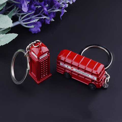 New London Red Bus Key Chain Post Mail Box Key Holder Telephone booth Charm Pendant Keychain For Men Women Party Gift Key Ring ► Photo 1/6