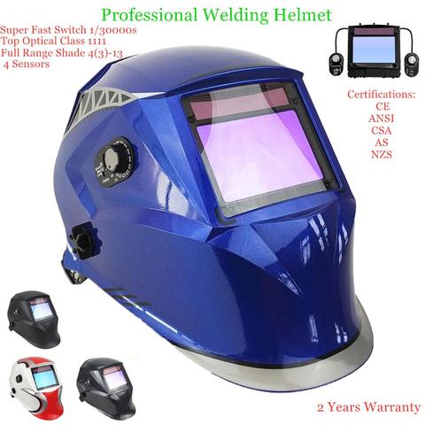 Welding Mask 100*65mm 1111 4 Sensors Grinding DIN 3/4-13 MMA MIG TIG EN 379 UL CSA AS Solar Auto Darkening Welding Helmet ► Photo 1/6