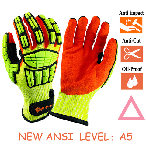 100% High Quality Anti Vibration Cut-Resistant Safety Work Gloves with Nitrile Oilproof Good Grip Plam Glove Garden Protection ► Photo 1/6