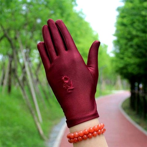 Full Finger Driving Gloves Women Embroidery Lovely Flower Sun-shading Slip-resistant Lady Short Jewelry Gloves ► Photo 1/6
