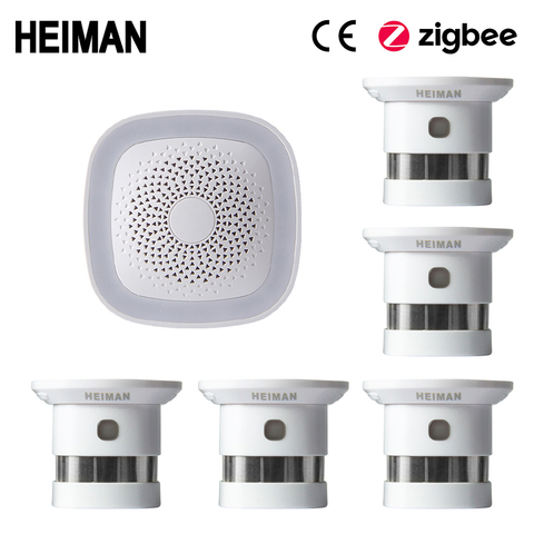 HEIMAN HA1.2 Zigbee Fire Alarm Wireless Security home System Smart Wifi gateway and Smoke detector sensor host DIY Kit ► Photo 1/6