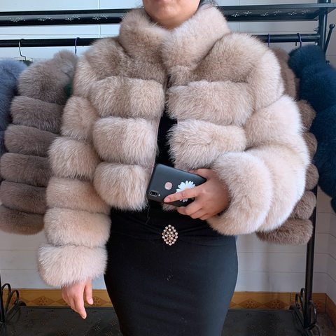 2022 NEW Natural Short Real Fox Fur Coat For Women With Stand Collar Thick Warm Winter Genuine Fox Fur Jacket High Quality Fur ► Photo 1/6