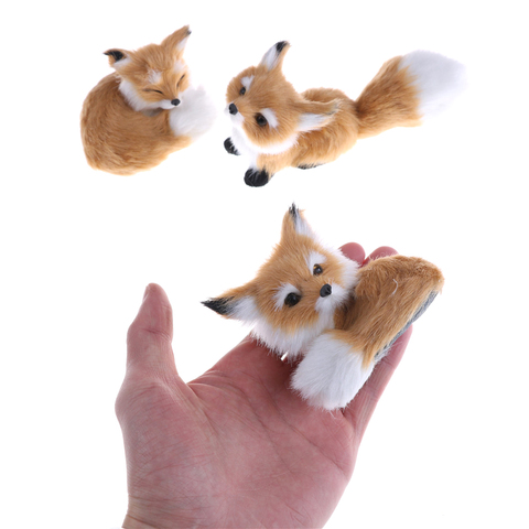 1Pcs Small Simulation Fox Toy Stuffed Plush Toys Mini Squatting Fox Model Home Decoration Wedding Birthday Gift  ► Photo 1/6