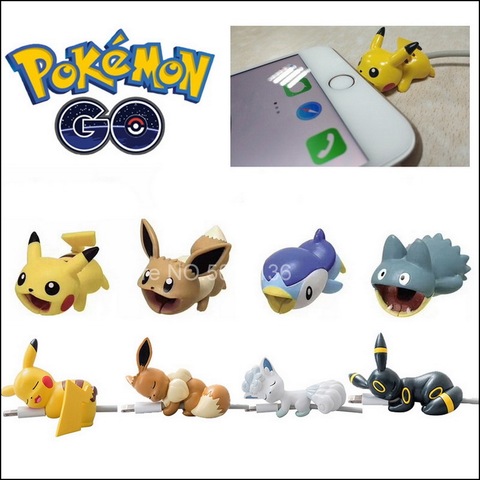 Pokemones Go Cable Protector USB Charging Cable Bite Cosplay Props iPhone Take A Bite Pikachu Eevee Psyduck Snoelax Cable Case ► Photo 1/6