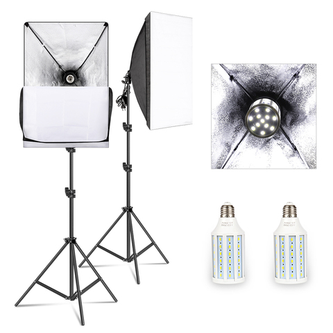 Softbox Lighting Kit Professional Studio Continuous Equipment with 20W LED 5500K E27 Socket Light for Photography ► Photo 1/5