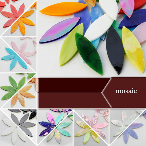 Color Leaf Shape Stained Glass Mosaic Tiles DIY Handmade Coaster Tiffany Lamp Mosaic Puzzle Making Art Wall Decoration Material ► Photo 1/6