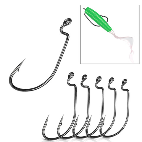 Fishing hooks 10pcs jig head crank hook Bass Offset fish hook for Soft Bait Crankbait carp sea Fishing Tackle accessories Pesca ► Photo 1/6