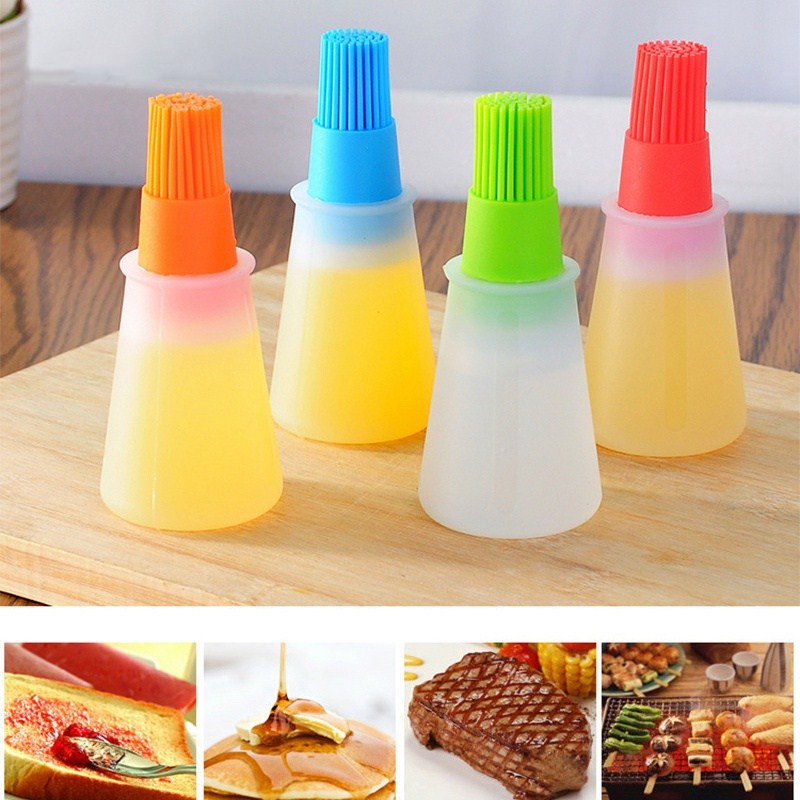 BBQ Tools Silicone Oil Bottle With Brush Baking Basting Brush Pastry Oil Brush