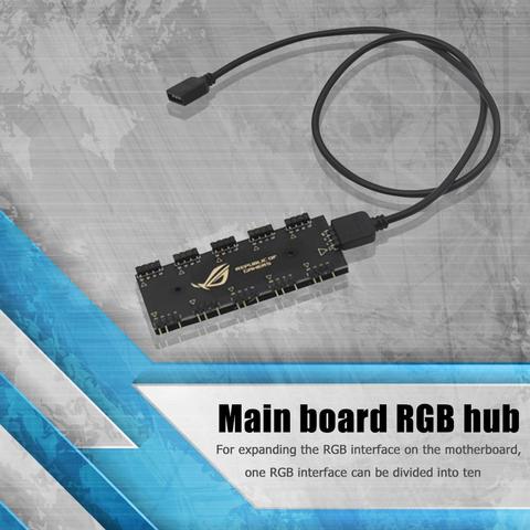 5V 3Pin/12V 4Pin RGB Synchronization HUB Splitter 1 to 10 RGB SYNC Extension Cable for GIGABYTE AURA Sata Type Hub RBG ► Photo 1/6