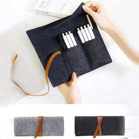 Portable Roll School Pencil Case New Felt Cloth Pen Bag for Girls Boys kawaii Large Capacity Pencil Bags Stationery Supplies ► Photo 1/6