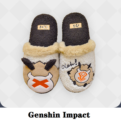 Pre-Sale! Anime Accessories Game Genshin Impact Cosplay Props Project Monster Tcho-Tcho Plush Slippers Casual Home Velvet Shoes ► Photo 1/3