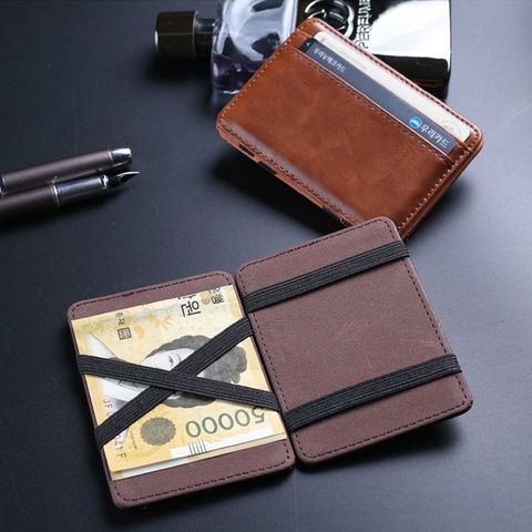 New Slim Men's Magic Wallet Thin Money Clip Simple Design Credit Card Slots Cash holder Brand Man Bifold Small Purse For Male ► Photo 1/6