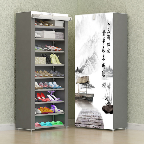 Simple Shoe Rack Nonwoven Fabric Dustproof Shoe Shelf Saving Space Home Dorm  Shoes Boots Organizer Holder