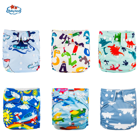 30% Discount Promotion New Babyland Reusable Diapers 6pcs/Set ECO-Friendly Cloth Nappy Cover Washable Pocket Diaper Pants China ► Photo 1/5