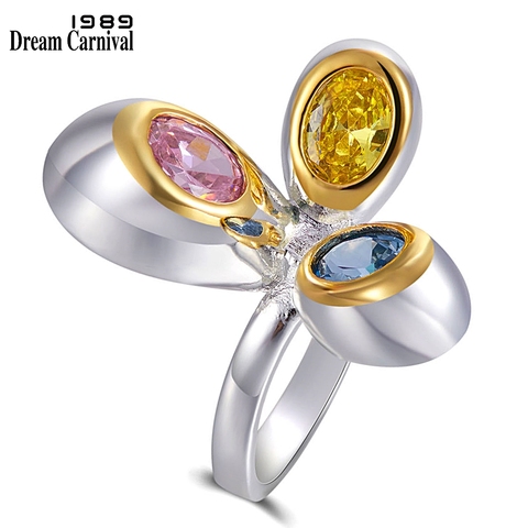 DreamCarnival1989 Original Flower-Ring for Women Multi-Color Zircon Exaggerated Personality Design Fashion Gift Big Sale WA11791 ► Photo 1/6