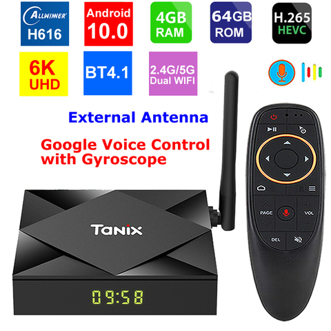 Tanix TX6S Android 10 Smart TV Box 4G RAM 64G ROM Allwinner H616 Quad Core 2.4G 5G Dual Wifi BT 4K 3D Set Top Box Media Play ► Photo 1/6