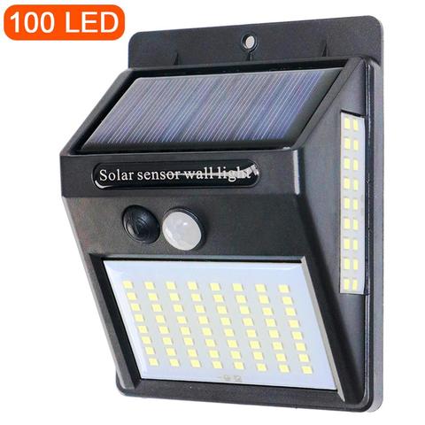 PIR Motion Sensor 100LED Sunlight control 3 sided Solar Energy Street light Yard Path Home Garden Solar Power lamp Wall Light ► Photo 1/5