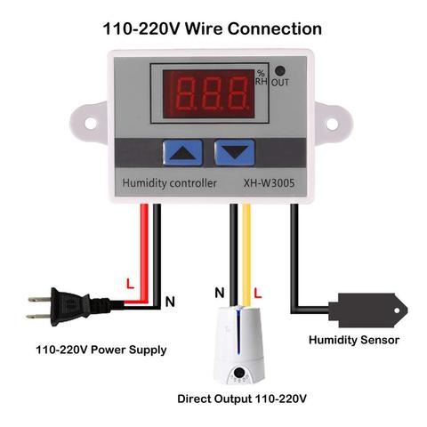 Digital Humidity Controller XH-W3005 12V 24V 220V Humidistat Hygrometer Humidity Control Switch regulator + Humidity sensor ► Photo 1/6