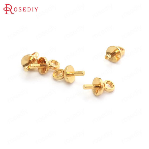 20PCS 3MM 4MM 5MM 24K Gold Color Plated Brass Half hole Pearl Beads Connect Charms Beads Caps High Quality Jewelry Findings ► Photo 1/6