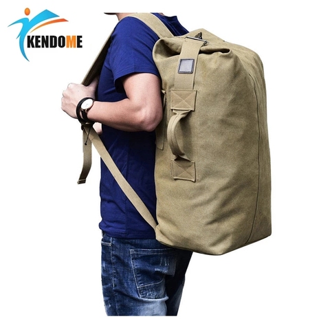 Men's Military Canvas Backpacks Male Multi-functional Bucket Shoulder Army Bag Tourist Foldable Outdoor Large Bag Rucksack ► Photo 1/6