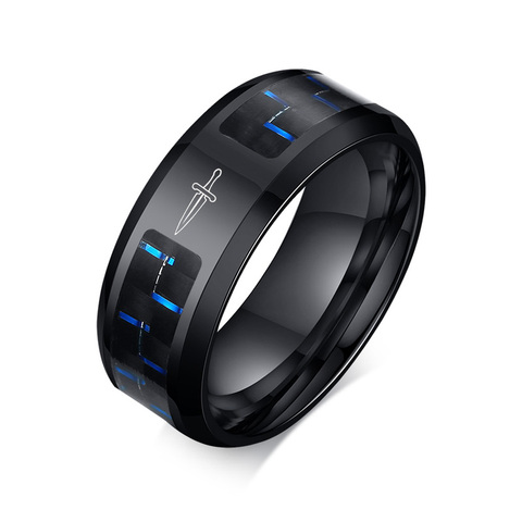 Vnox Punk Men's Ring Laser Dagger Black Stainless Steel Party Jewelry ► Photo 1/6
